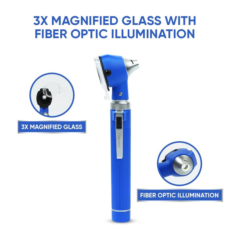 MeddSight Otoscope with Light, Fibre Optic Ear Scope for Kids & Adults, 3X Zoom Magnifying Glass, LED Ear Infection Checker with 10 Disposable Specula, Nylon Case, 6 Colors Medical Grade (Blue Color) - Image 5